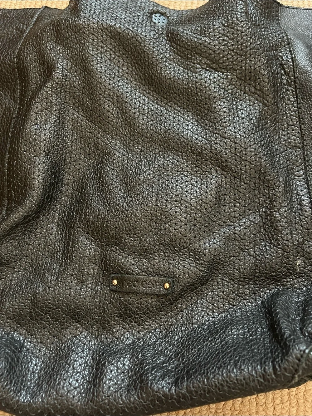 Linea Pelle Black Leather Hobo Tote